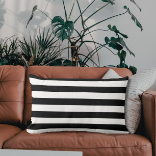 Vintage Classic black & white stripes Lumbar Cushion