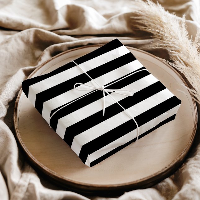 Vintage Classic black & white stripes Tissue Paper (Creator Uploaded)