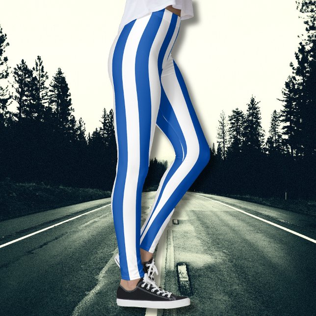 Vintage Classic Blue & White Stripes Leggings (Creator Uploaded)