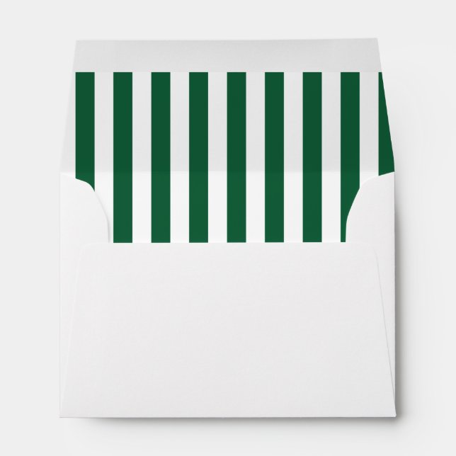 Vintage Classic Bottle Green & White Stripes Envelope (Back (Bottom))