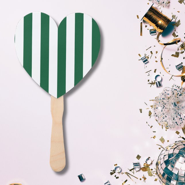 Vintage Classic Bottle Green & White Stripes Hand Fan (Creator Uploaded)