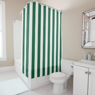 Vintage Classic Bottle Green & White Stripes Shower Curtain