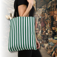 Vintage Classic Bottle Green & White Stripes
