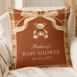 Vintage Classic British Charm Teddy Bear Preppy Cushion