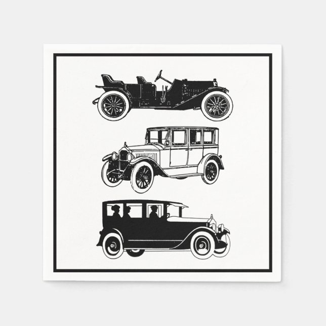 Vintage Classic Car Antique Automobile Retro Party Napkin (Front)