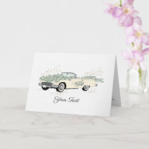 Vintage Classic Car Coastal Preppy Foil Greeting C