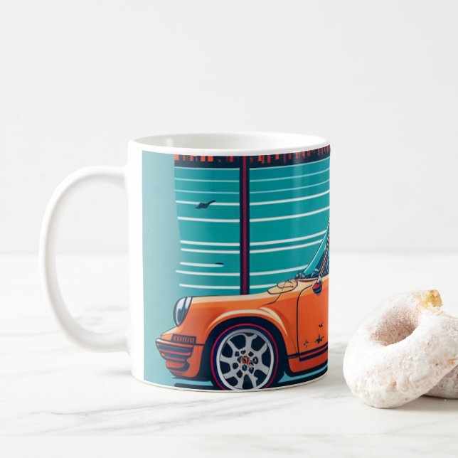 Vintage classic car coffee mug (With Donut)