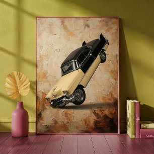 Vintage Classic Car Doing a Wheelie Minimalist Art Poster