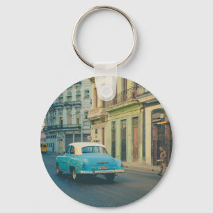Vintage Classic Car Havana Cuba Street Photography Key Ring