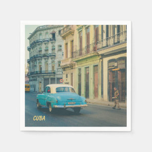 Vintage Classic Car Havana Cuba Street Photography Napkin