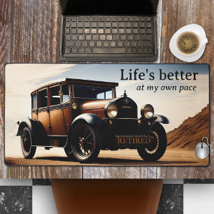 Vintage Classic Car Retirement Desk Mat