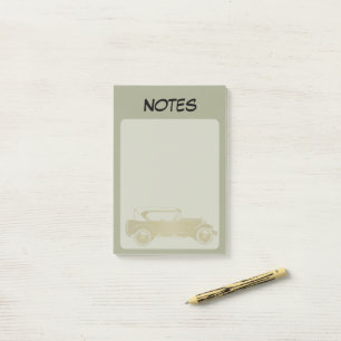Vintage Classic Car Sage Green Lined Notepad