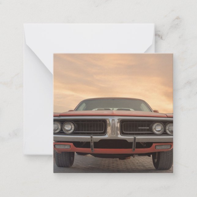 Vintage Classic Car Sunset View Card (Front)