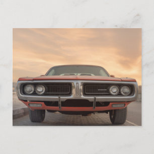 Vintage Classic Car Sunset View Postcard
