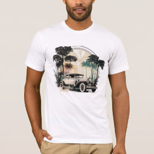 Vintage Classic Car Tropical Palm Trees T-Shirt
