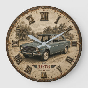 Vintage Classic CarRetro Sedan Automobile Large Clock
