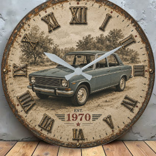 Vintage Classic CarRetro Sedan Automobile Large Clock