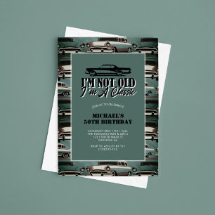 Vintage Classic Cars 50th Birthday Invitation