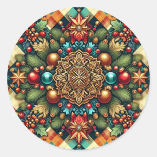Vintage/Classic colorful Christmas Classic Round Sticker