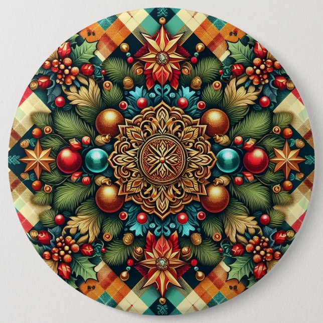 Vintage/Classic colourful Christmas 6 Cm Round Badge (Front)
