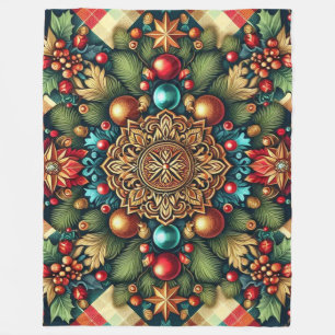 Vintage/Classic colourful Christmas Fleece Blanket