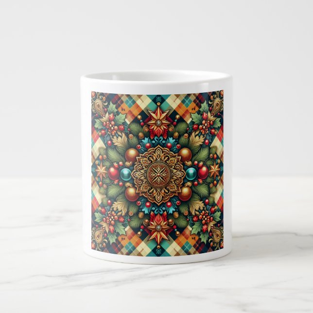 Vintage/Classic colourful Christmas Large Coffee Mug (Front)
