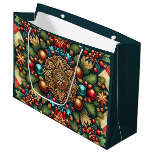Vintage/Classic colourful Christmas Large Gift Bag