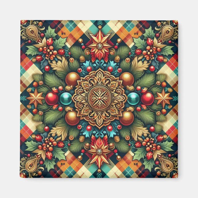 Vintage/Classic colourful Christmas Magnet (Front)