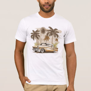 Vintage Classic Convertible Car Tropical Palm Tree T-Shirt