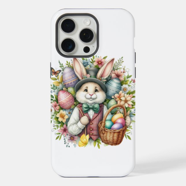 Vintage/Classic Cute Easter Bunny iPhone Case (Back)