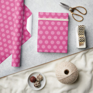 Vintage Classic Elegant Pink Polka Dots Template Wrapping Paper
