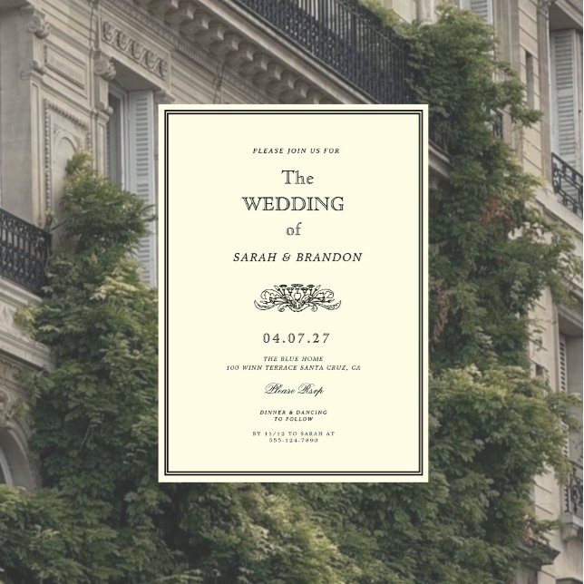 Vintage Classic Elegant Wedding Invitation (Creator Uploaded)