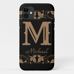 Vintage Classic Floral Personalised Monogram Name  iPhone 11 Case