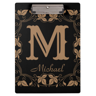 Vintage Classic Floral Personalised Monogram Name Clipboard