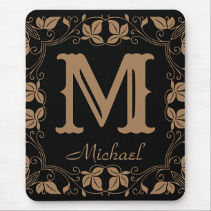 Vintage Classic Floral Personalised Monogram Name Mouse Pad