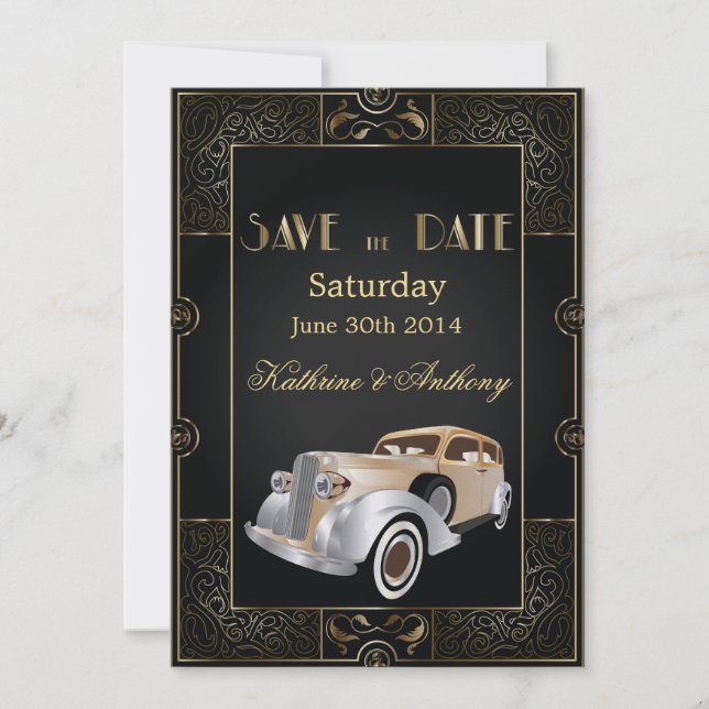 Vintage Classic Gatsby Style Save the Date (Front)