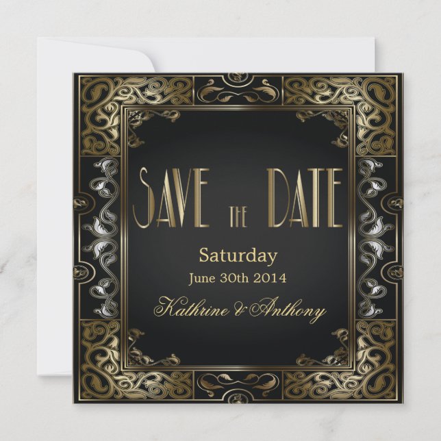 Vintage Classic Gatsby Style  Save the Date (Front)
