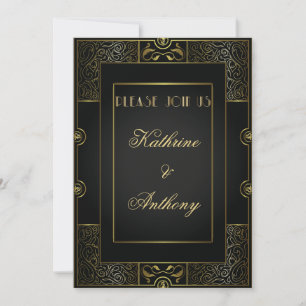 Vintage Classic Gatsby Style  Wedding Invitation