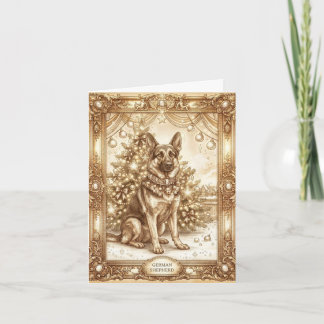 Vintage Classic German Shepherd Christmas Holiday Card