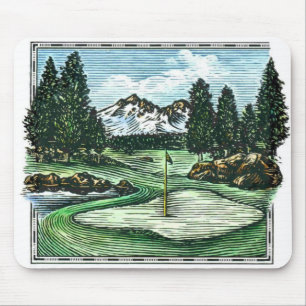 Vintage classic golf course mousepad