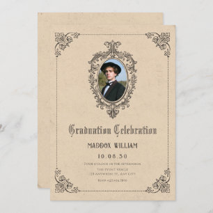 Vintage Classic gothic graduation photo Invitation