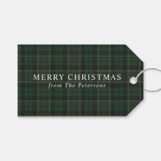 Vintage Classic Green Plaid Christmas Gift Tags