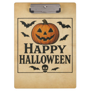 Vintage/classic Happy Halloween jack-o-lantern Clipboard