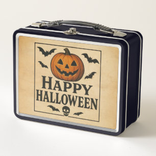 Vintage/classic Happy Halloween jack-o-lantern Metal Lunch Box