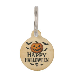 Vintage/classic Happy Halloween jack-o-lantern Pet Tag