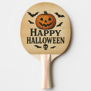Vintage/classic Happy Halloween jack-o-lantern Ping Pong Paddle
