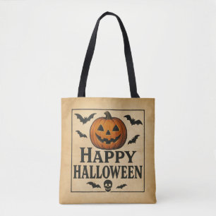 Vintage/classic Happy Halloween jack-o-lantern Tote Bag