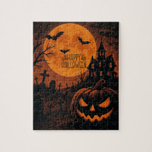 Vintage, classic Happy Halloween pumpkin Jigsaw Puzzle