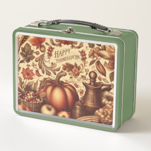 Vintage/Classic Happy Thanksgiving Metal Lunch Box