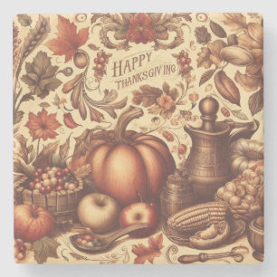 Vintage/Classic Happy Thanksgiving Stone Coaster